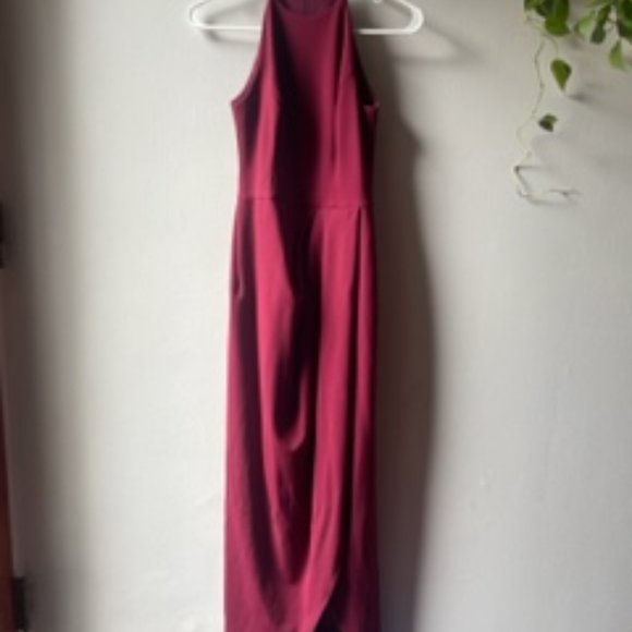 Bhldn Marceau High-Low Crepe Dress in Bordeaux (Size: 0) - Picture 1 of 4